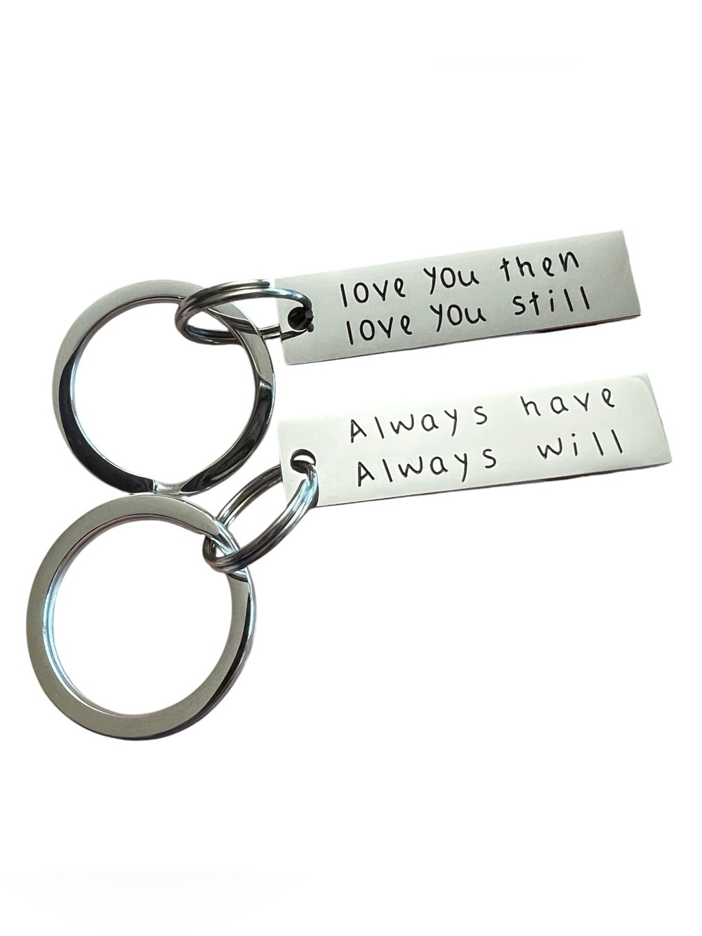 New Love You Then Always Will Couple Family Silver Tone Keychain Set
